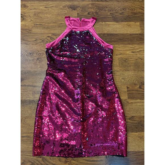 Sam Edelman Women’s Sequin Shimmer Mini Dress – Pink – Sz 6 – NWT Cocktail Party - Picture 1 of 9